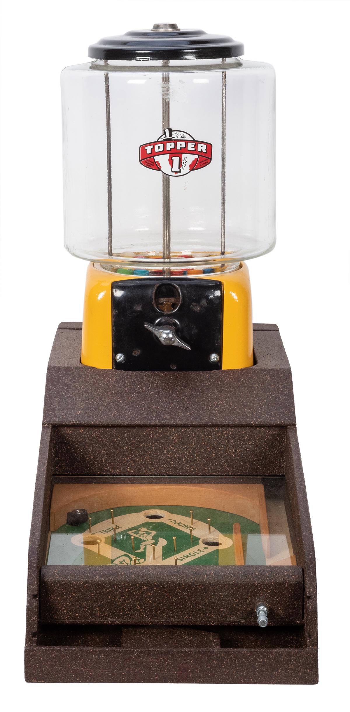 Topper One Cent Gumball Vendor with Baseball Flip Game. (1 of 2)