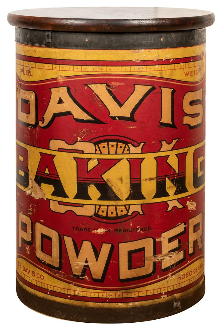Davis Baking Powder Wooden Barrel with Tabletop. (1 of 3)