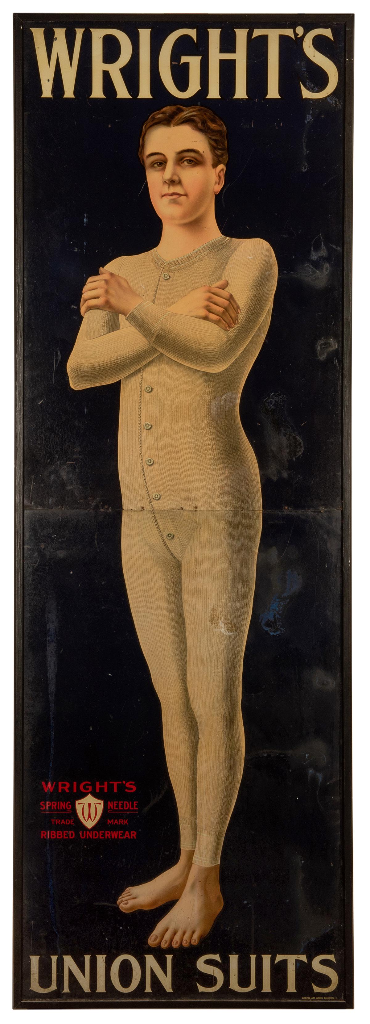 Wright’s Union Suits Life-Size Tin Sign. (1 of 1)