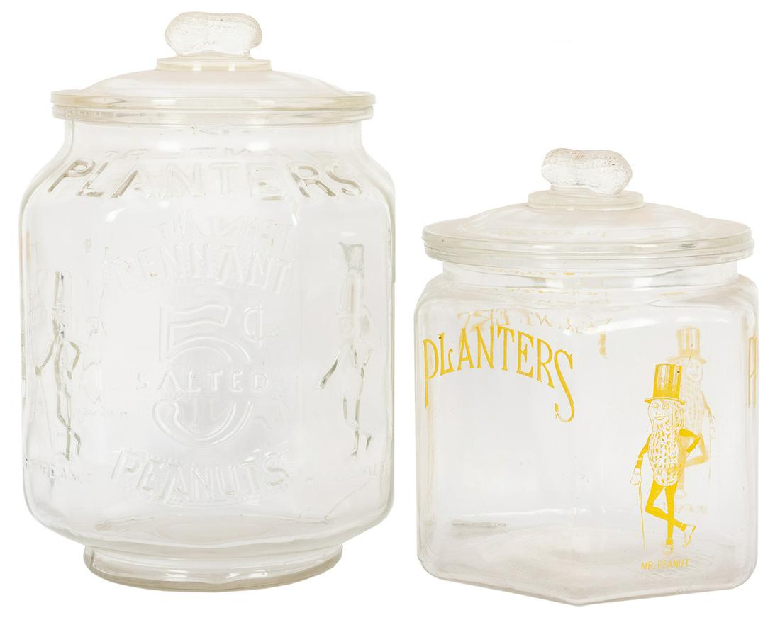 Pair of Planters Peanuts Jars and Lids. (1 of 2)