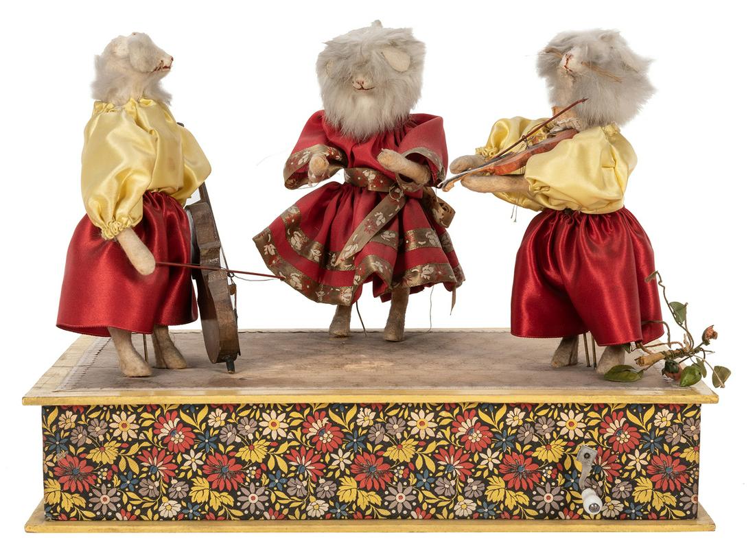 Antique Musical Cats String Band Manivelle Automaton. (1 of 3)