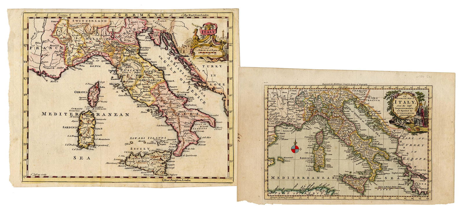 Pair of 18th Century Maps of Italy. (1 of 3)