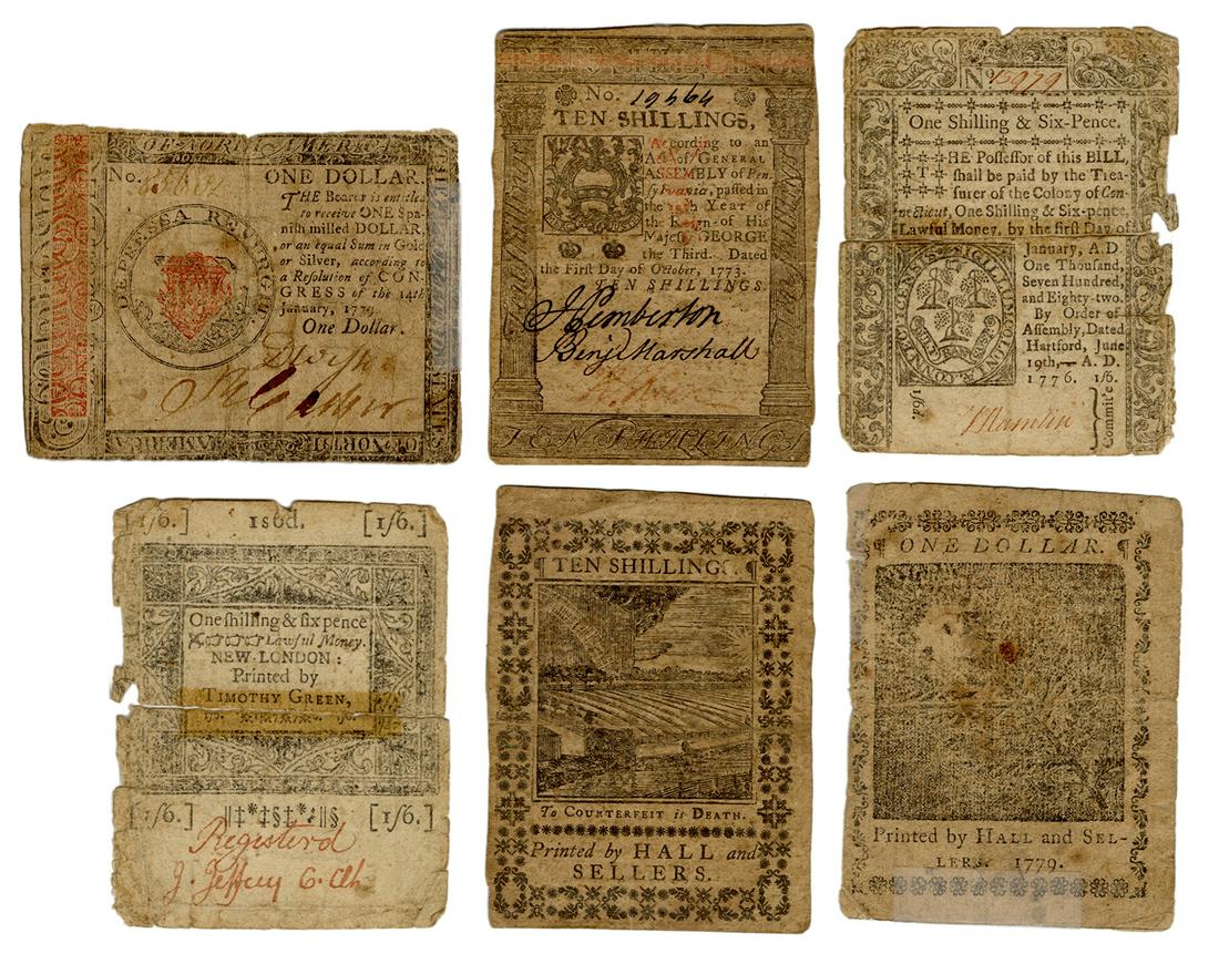 Three Colonial Currency Notes. (1 of 1)