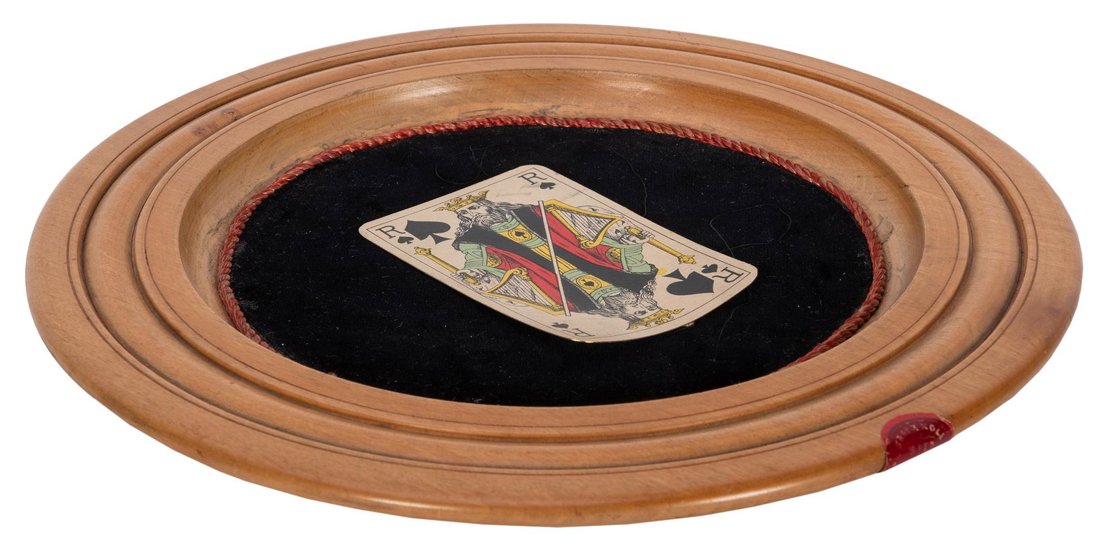 Rising Card Tray.: Rising Card Tray. Vienna: Franz Holl [?], ca. 1920. Handsome blonde hardwood tray gimmicked to cause chosen cards to rise from a goblet atop it. A copy of the Thayer design. Paper maker’s label at e