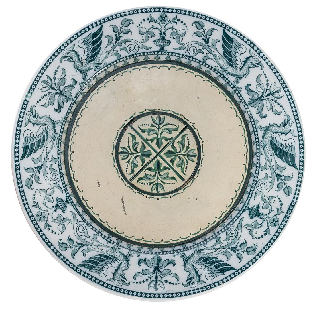 Production Plate.: Production Plate. Circa 1910. China plate with internal mechanism used to produce spring flowers, or for the venerable Handkerchief and Soup Plate effect. 9 ½” diameter. Plate marked “Villeroy & 
