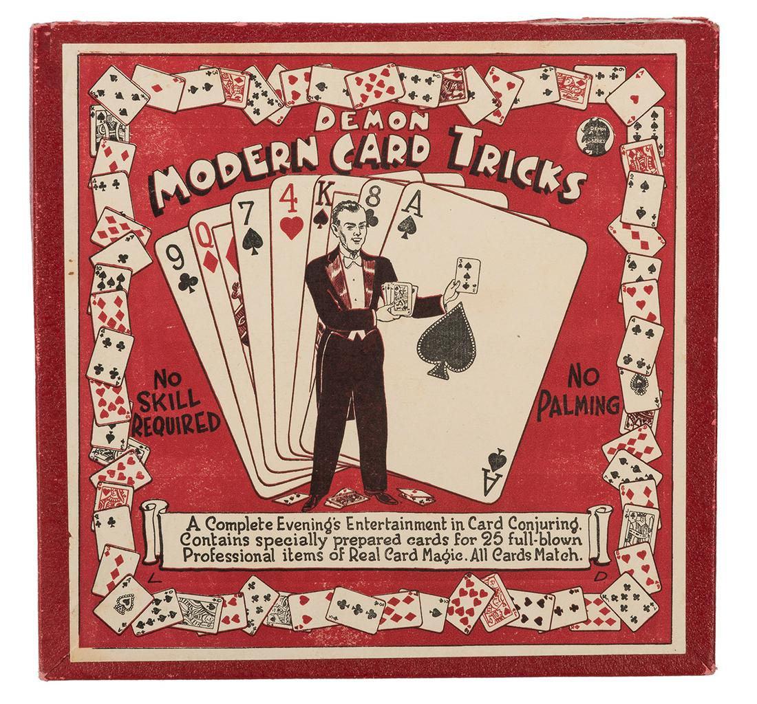 Demon Modern Card Tricks.: Demon Modern Card Tricks. Magic Set. London: Davenports, ca. 1940. Set includes versions of DeLand gimmicked card tricks with instructions, other tricks, and an unopened pack of Bancroft & Partners Ca