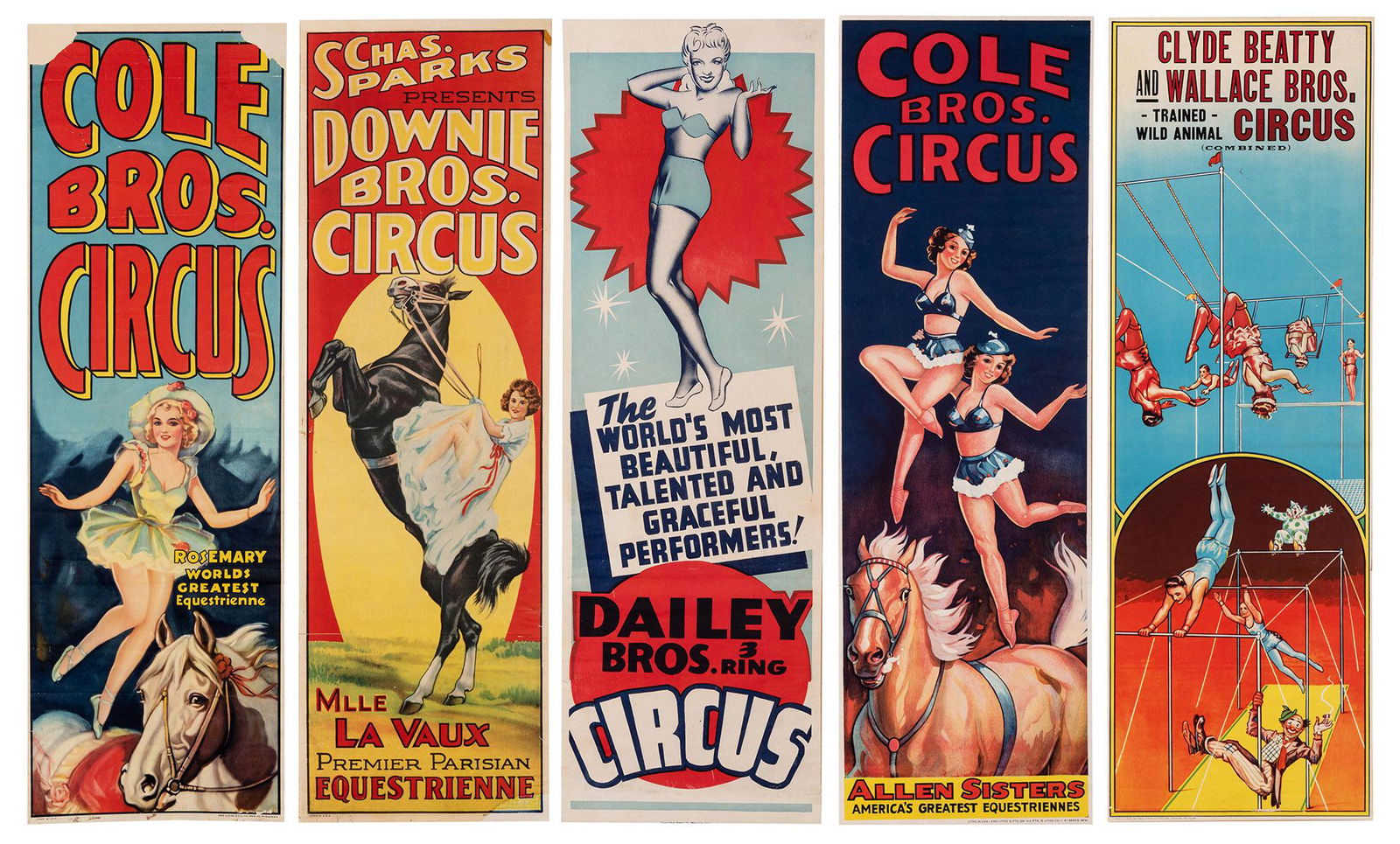 Group of Five Circus Panel Posters. Equestrians and (1 of 6)