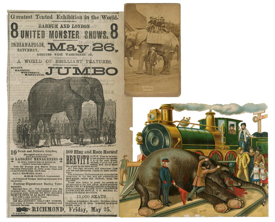 Jumbo Circus Elephant CDV, Die Cut, and Newspaper (1 of 1)