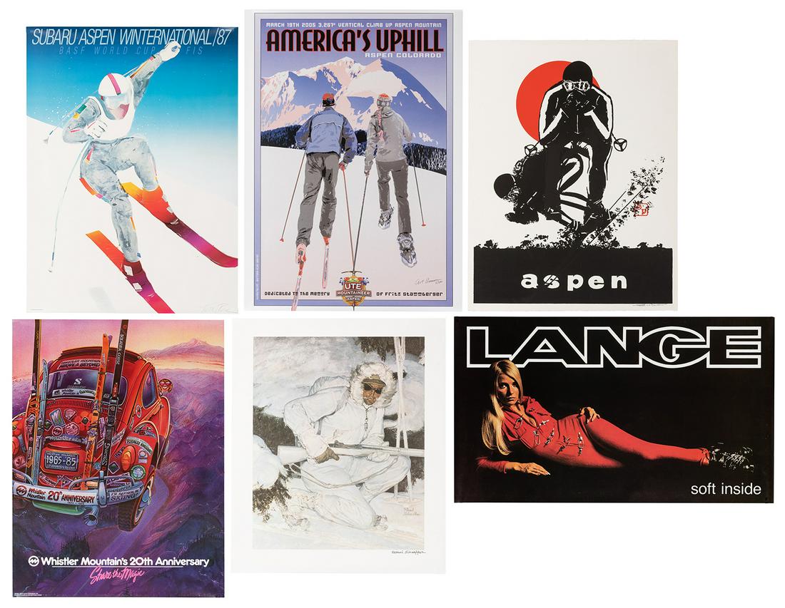 [Skiing] Large Grouping of Aspen Ski Themed Posters, (1 of 7)