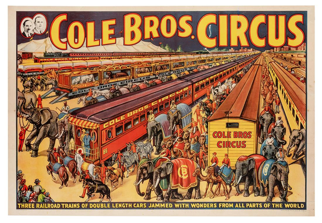 Cole Bros. Circus. Three Railroad Trains of Double (1 of 1)