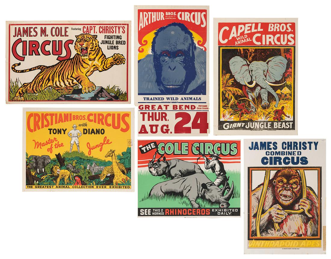 Group of 6 Jungle and Wild Animal Circus Posters. (1 of 7)