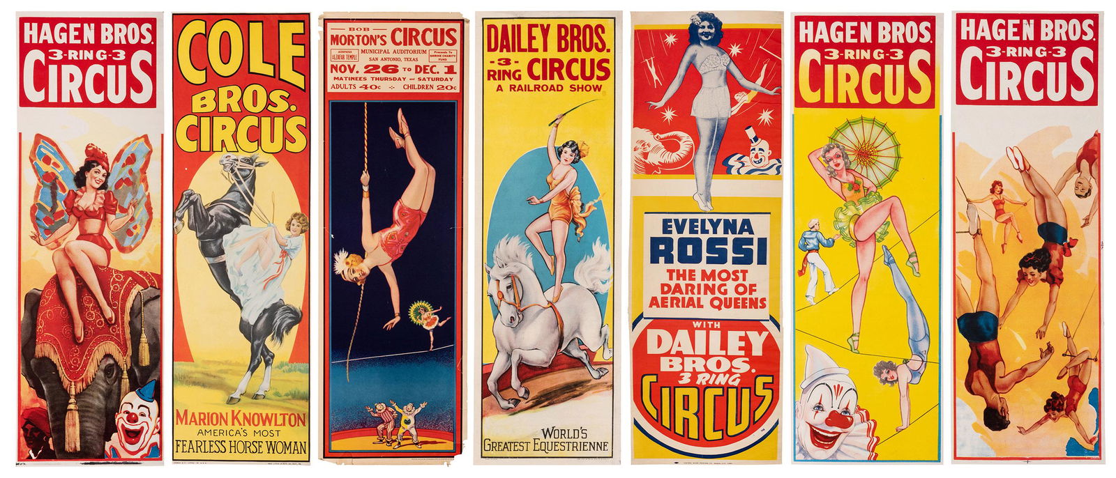 Group of 7 Circus Panel Posters. Equestrians and (1 of 8)
