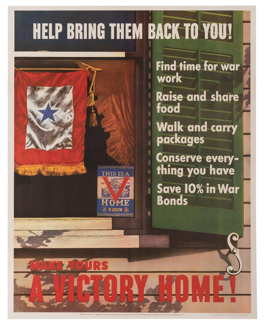 Criss, Francis. Help Bring them Back to You! 1943.: Criss, Francis. Help Bring them Back to You! 1943. OWI poster encourages citizens to conserve food and energy, and to buy War Bonds. 28 x 22”. Linen backed. Old folds. A-.