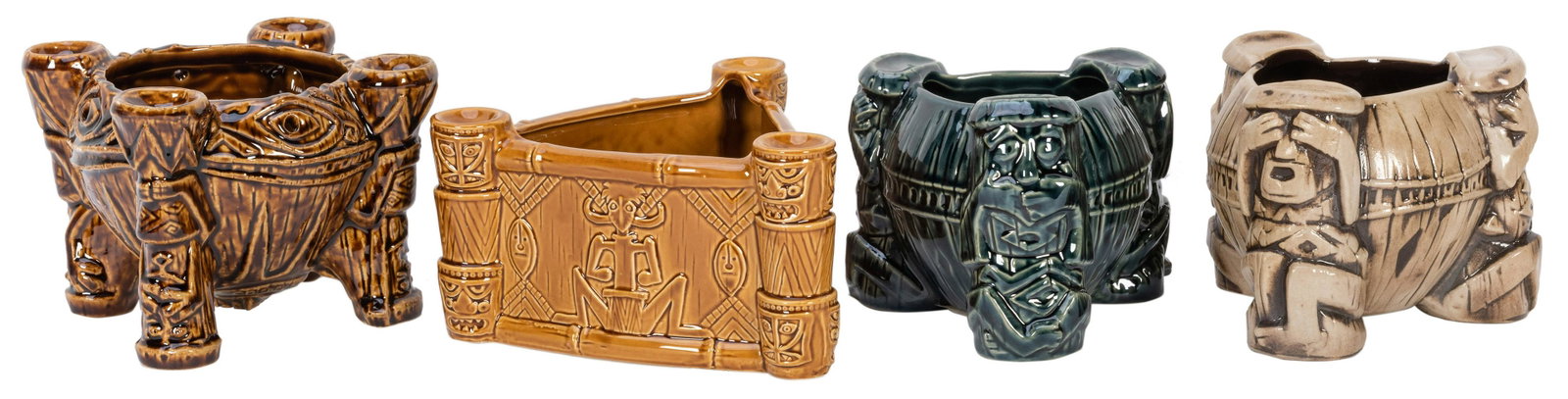 Disneyland Trader Sam’s Enchanted Tiki Bar Mugs.: Disneyland Trader Sam’s Enchanted Tiki Bar Mugs. Including: 1. Uh-Oa Bowl, 1st edition, Disneyland dark brown. 2. Uh-Oa bowl, 2nd edition, Disneyland beige. 3. Uh-Oa bowl, 3rd edition, Disneylan
