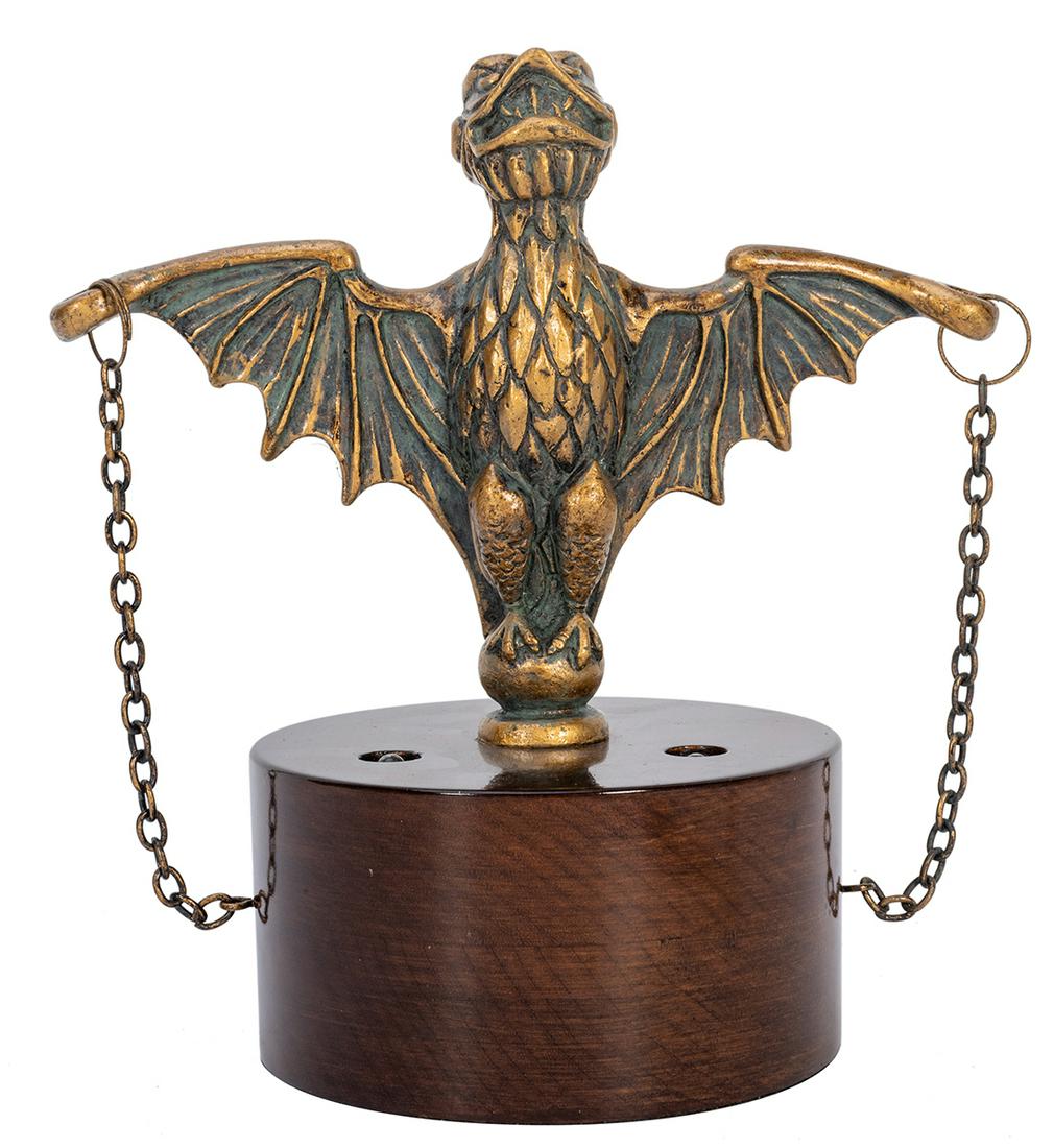 Haunted Mansion Bat Stanchion Light Up Sculpture.: Haunted Mansion Bat Stanchion Light Up Sculpture. Ghoulish Gathering Happy Haunts, October 2004 ltd. edition of 250. 7” tall including wooden base. Lights up.