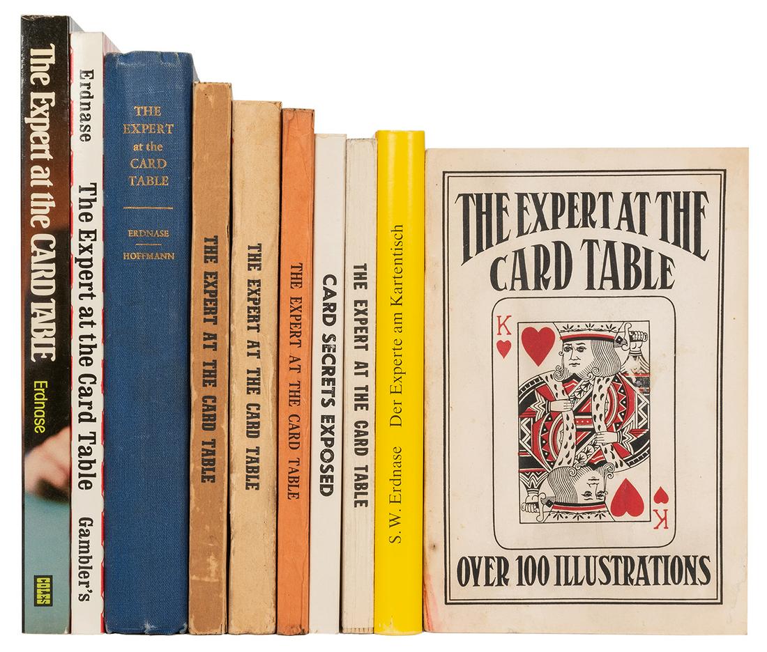 Erdnase, S.W. The Expert at the Card Table.: Erdnase, S.W. The Expert at the Card Table. Eleven Copies. Including an early Frederick J. Drake printing (ca. 1905), in uncommon color wrappers; Powner edition in cloth (1944); various vintage printi