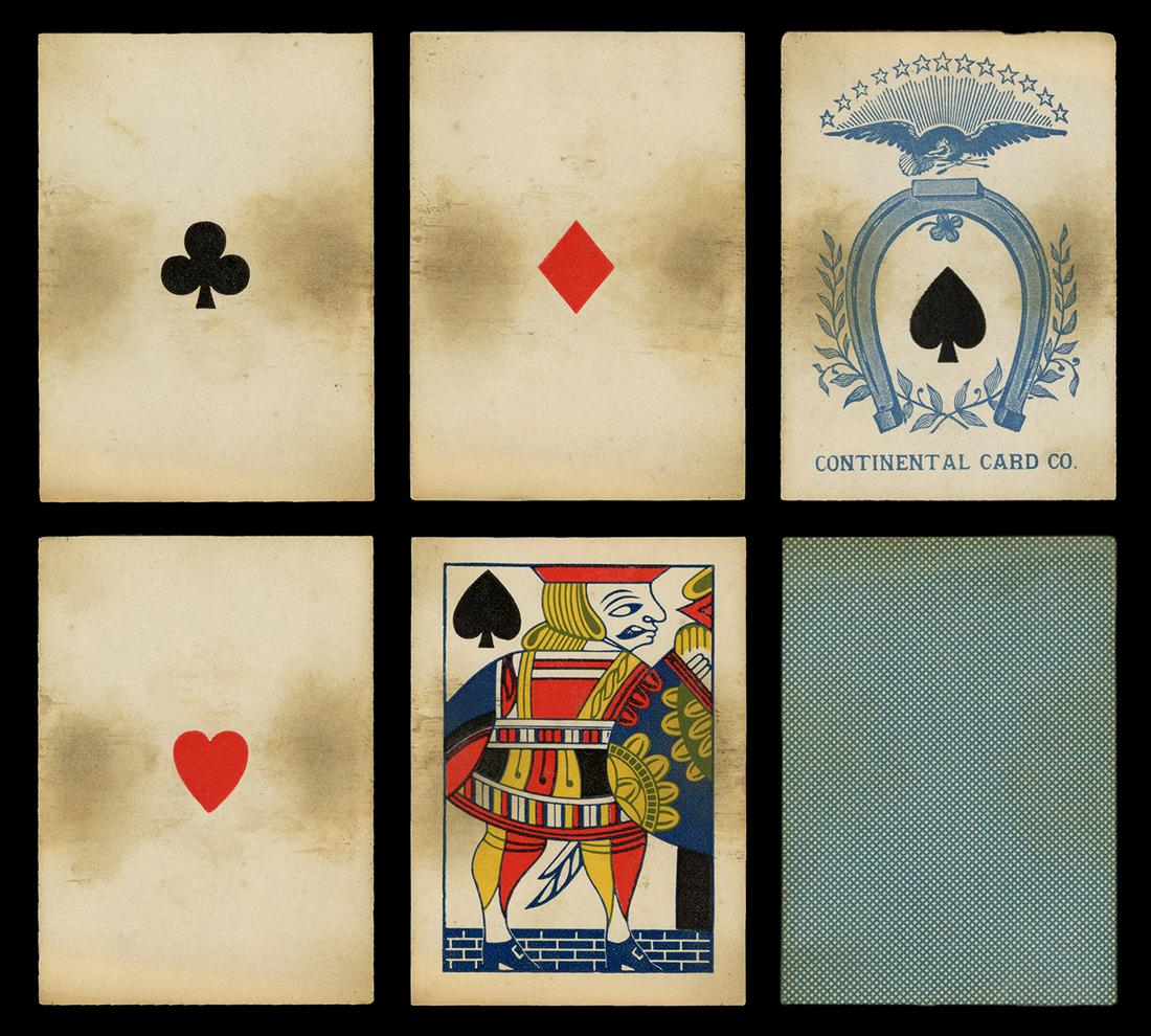 Continental Card Co. Faro Playing Cards.: Continental Card Co. Faro Playing Cards. Philadelphia: Continental Card Co., ca. 1875. 52. Most likely manufactured by Samuel Hart, used in the game of faro. Several browned cards, a few torn corners,