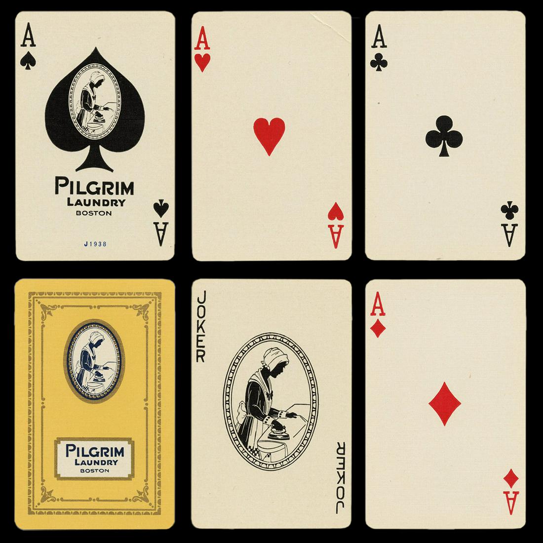 Pilgrim Laundry Boston Advertising Playing Cards. (1 of 3)