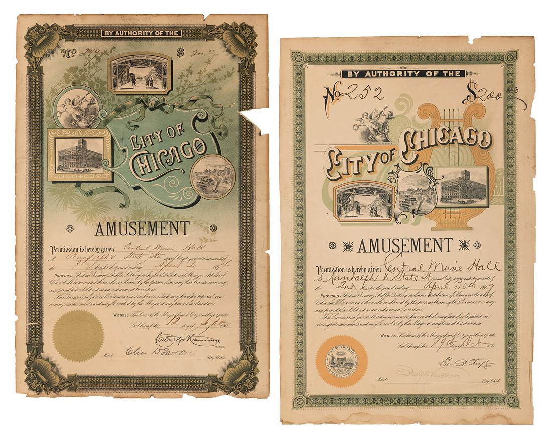 City of Chicago Amusement Licenses. 1894/97. (1 of 1)
