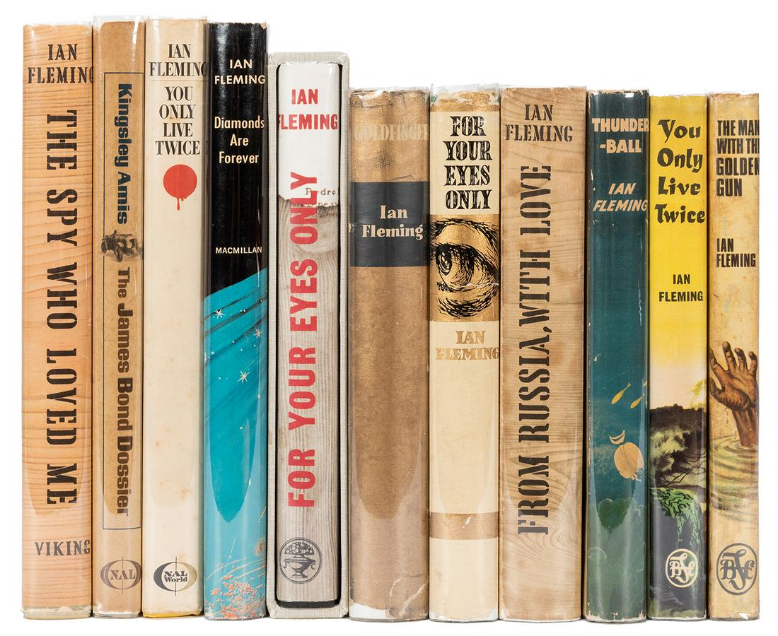 Ten Early James Bond Book Club Editions.: Fleming, Ian. Ten Early James Bond Book Club Editions. American editions and first issue British (bulk British). Titles include The Spy Who Loved Me (American), The James Bond Dossier (American), You 