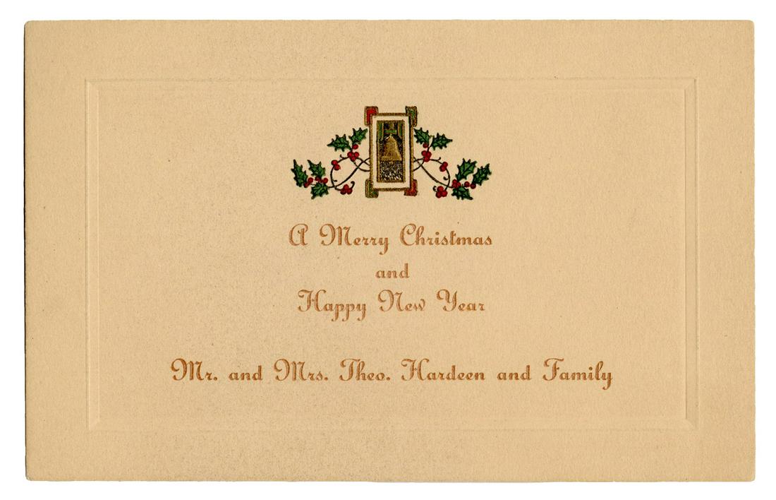 Hardeen, Theo. Hardeen Holiday Greeting. Circa 1930. (1 of 1)