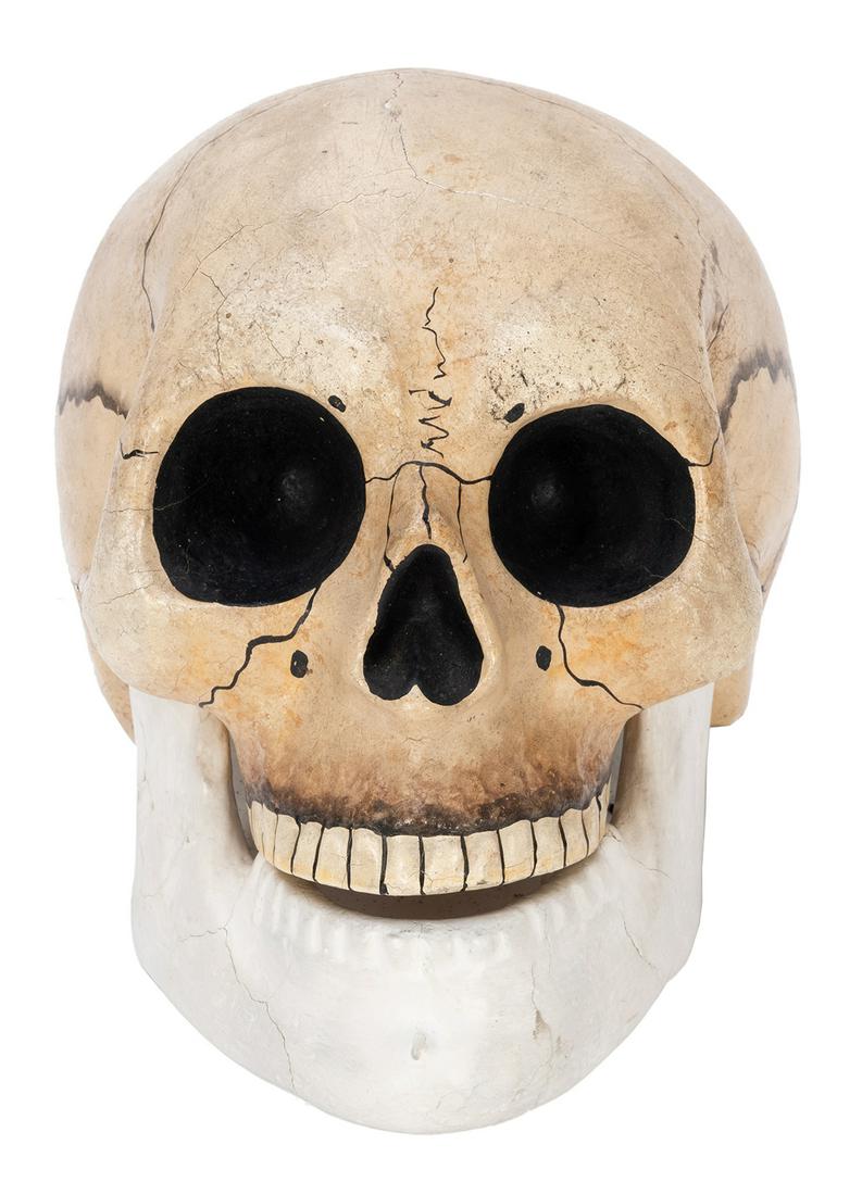 Talking Skull. Los Angeles: F.G. Thayer ca. 1930.: Talking Skull. Los Angeles: F.G. Thayer, ca. 1930. Composition skull raps out answers to questions, clicking its jaw once for “yes” and twice for “no.” Lower mandible likely re