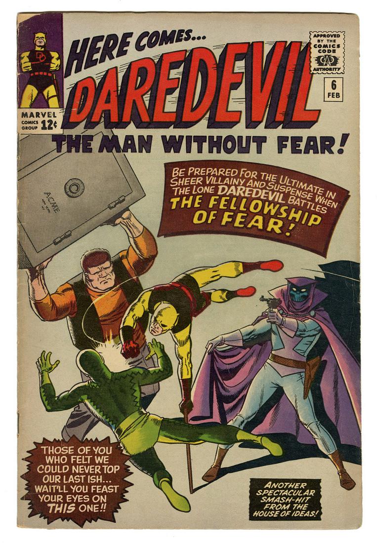 Daredevil #6. Marvel Comics, 1965. Ungraded. Origin and: Daredevil #6. Marvel Comics, 1965. Ungraded. Origin and first appearance of Mister Fear (Zoltan Drago). Eel and Ox appearance. Story by Stan Lee. Cover and art by Wally Wood.