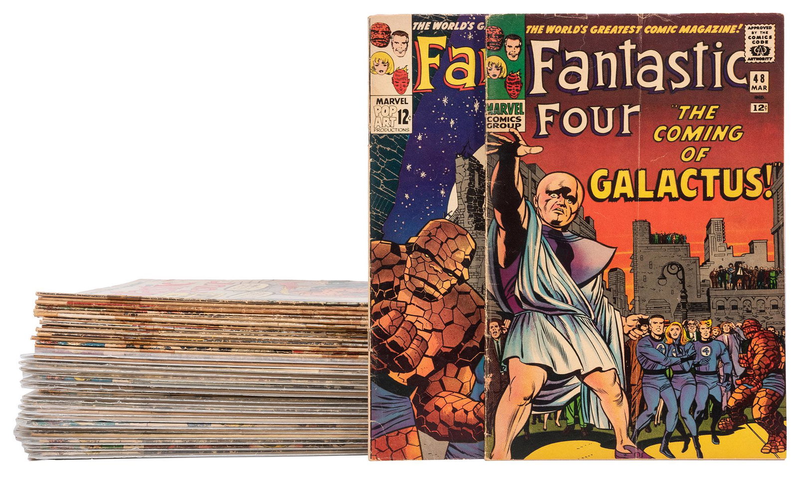 Group of 35 Fantastic Four Comics [including Nos. 45: Group of 35 Fantastic Four Comics [including Nos. 45 and 48]. Marvel, 1961/66. Ungraded copies. Includes Nos. 6, 7, 9, 10, 11, 12, 14, 16, 17, 20, 22, 24, 27, 31, 32, 33, 34, 35, 36, 37, 38, 39, 40, 4