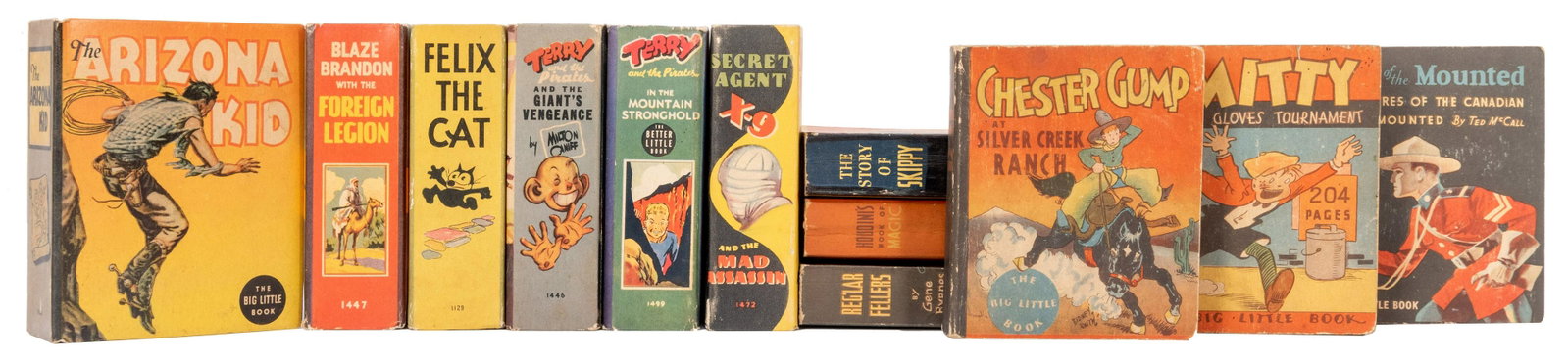 Group of 12 Big Little Books. Including Chester Gump: Group of 12 Big Little Books. Including Chester Gump (at Silver Creek Ranch); Houdini’s Big Little Book of Magic (Cocomalt premium); Men of the Mounted (1934); Reg’lar Fellers; Skippy; Smi