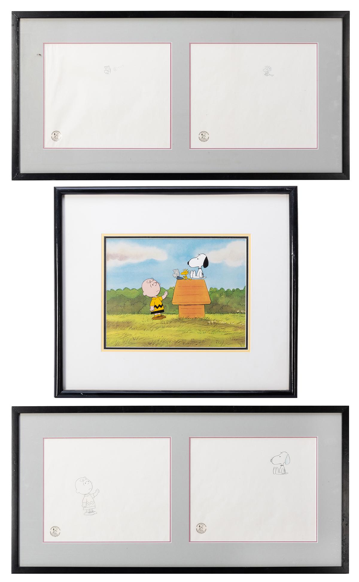 [Schulz, Charles] “Snoopy the Musical”: [Schulz, Charles] “Snoopy the Musical” Original Production Cel and Animation Art. United Feature Syndicate, 1988. Original hand-painted production cel featuring Charlie Brown, Snoopy, and 