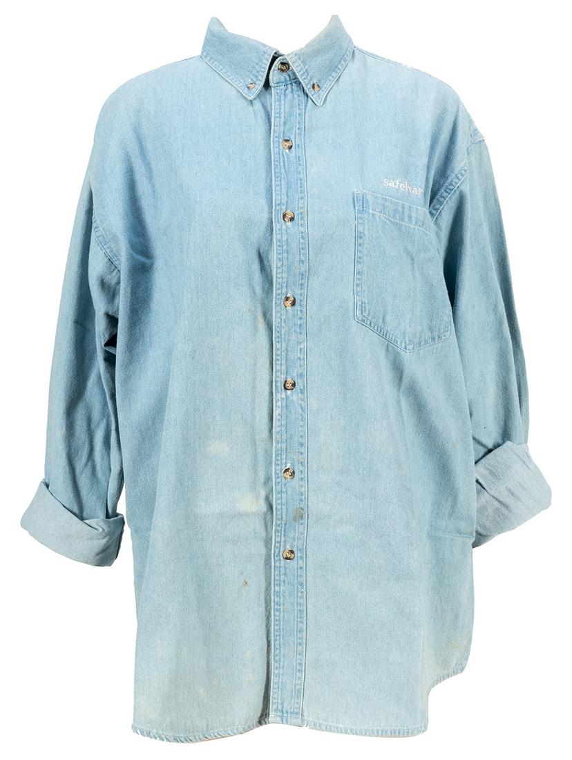 Rue McClanahan Owned “Safe Harbor” Cast: Rue McClanahan Owned “Safe Harbor” Cast Member Shirt. 1999. Denim button down cast and crew shirt from the short lived WB series Safe Harbor. Personally owned by McClanahan. Size medium; n