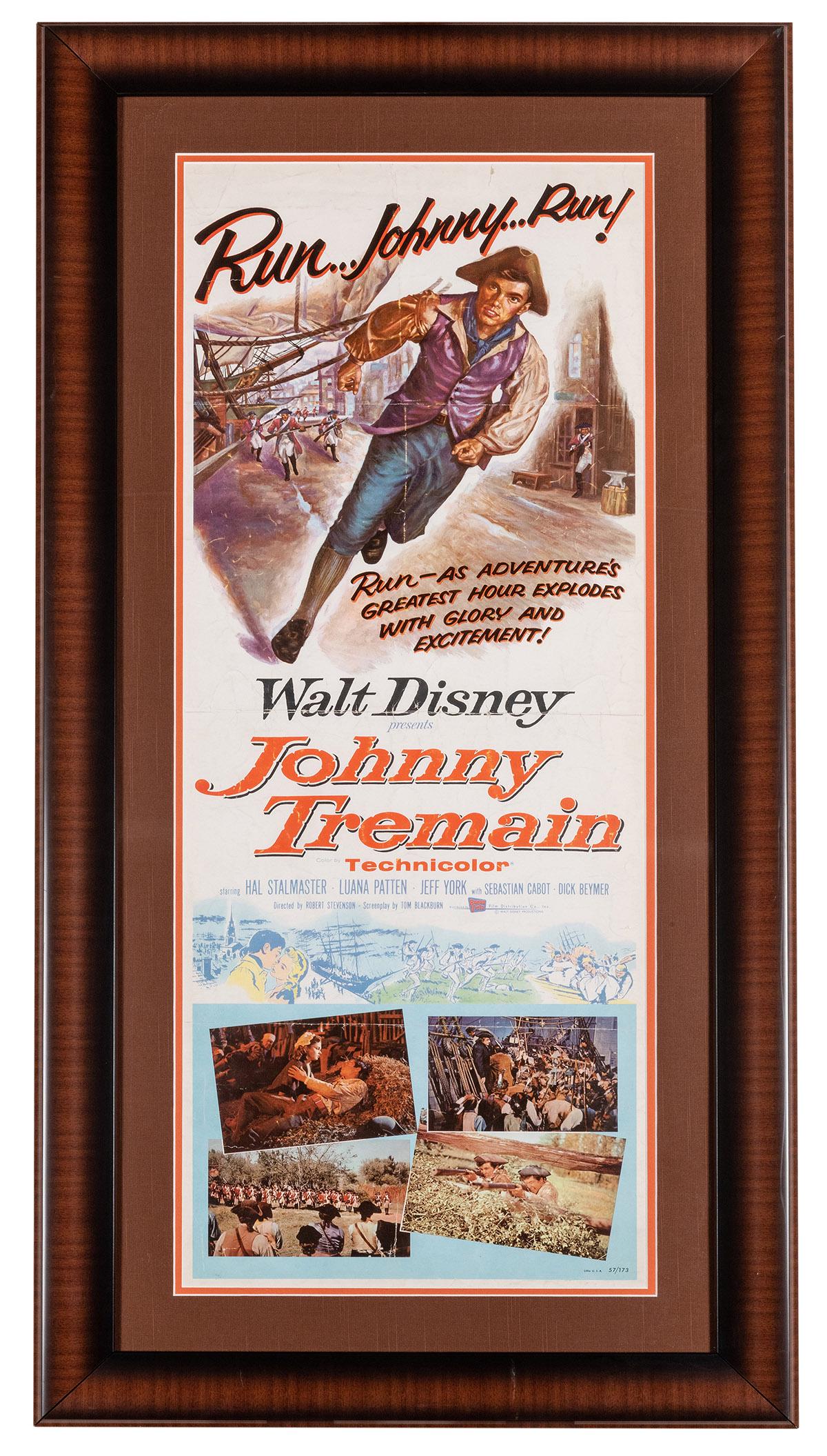 Johnny Tremain Movie Poster. Walter Disney. Starring: Johnny Tremain Movie Poster. Walter Disney. Starring Hal Stalmaster. Framed 44 x 22”.