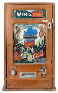 Allwin “Win a Nestle’s Milk Chocolate”: Allwin “Win a Nestle’s Milk Chocolate” Wall Gambling Machine. England: Oliver Whales, ca. 1955. Wall-mounted loop-the-loop gambling machine. Operates with old-style English