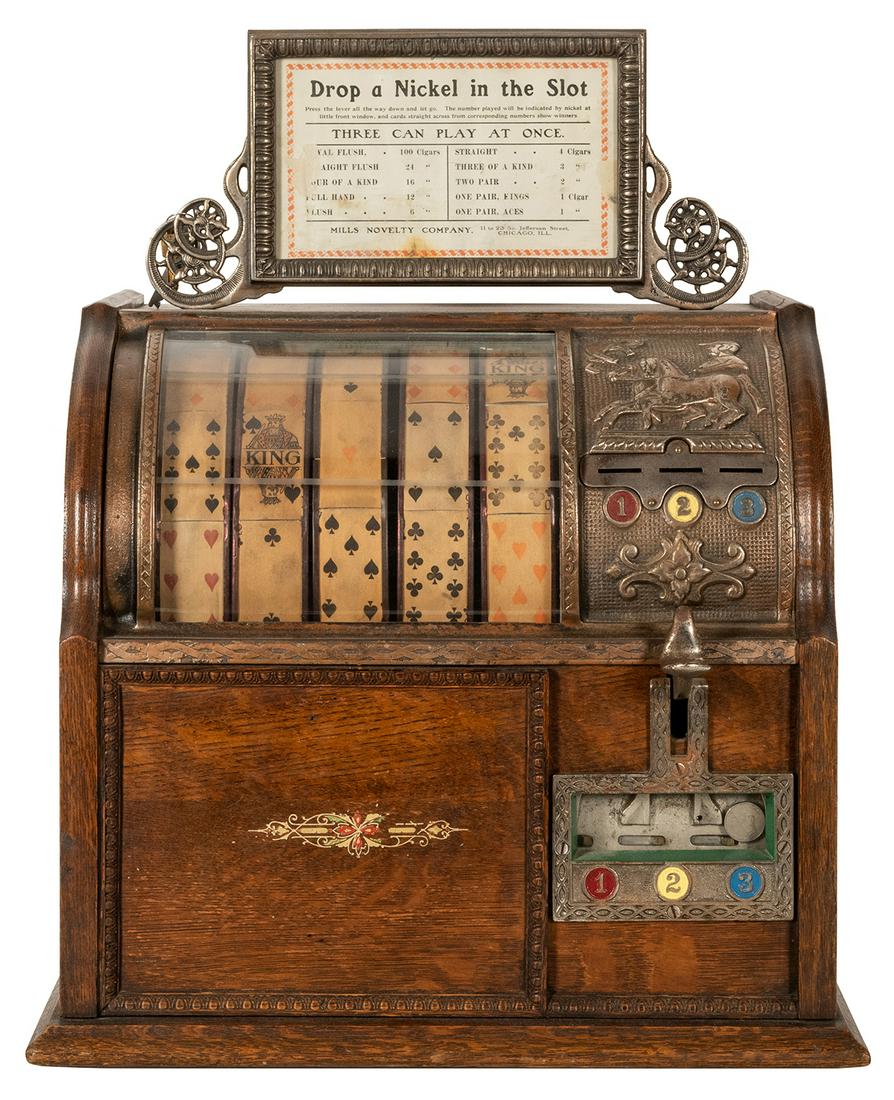 Mills Five Cent Jockey Poker Hand Trade Stimulator / (1 of 2)
