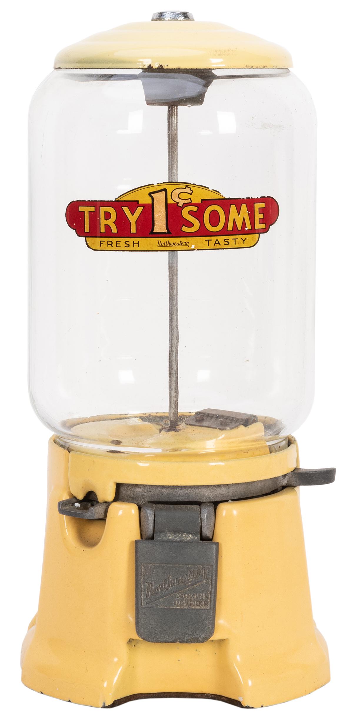 Northwestern 33 Yellow Porcelain Gumball Machine. (1 of 1)