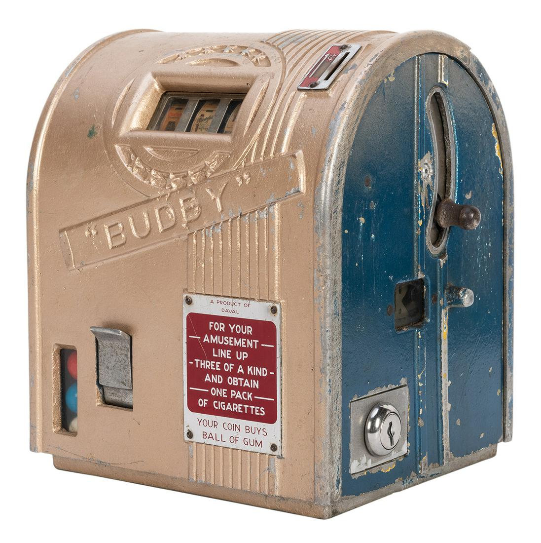 Daval Buddy 1 Cent Trade Stimulator. Daval Mfg., 1940s. (1 of 2)