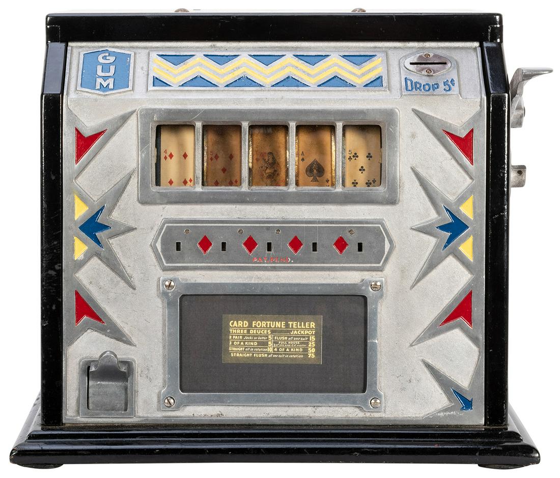Poker Five-Reel 5 Cent Trade Stimulator and Gum Vendor. (1 of 2)