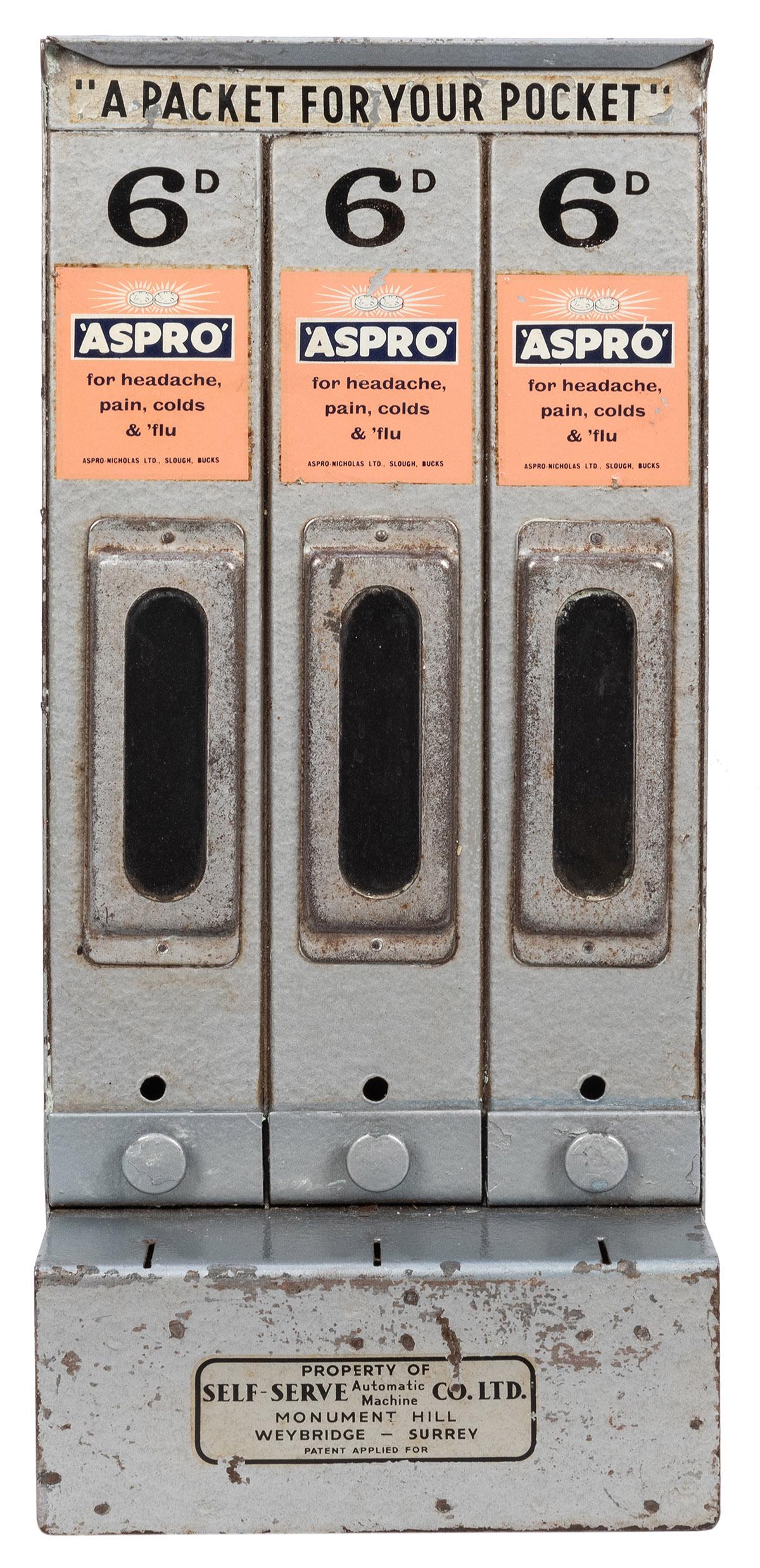 Aspro Aspirin Tablet Coin-Operated Dispenser. (1 of 2)