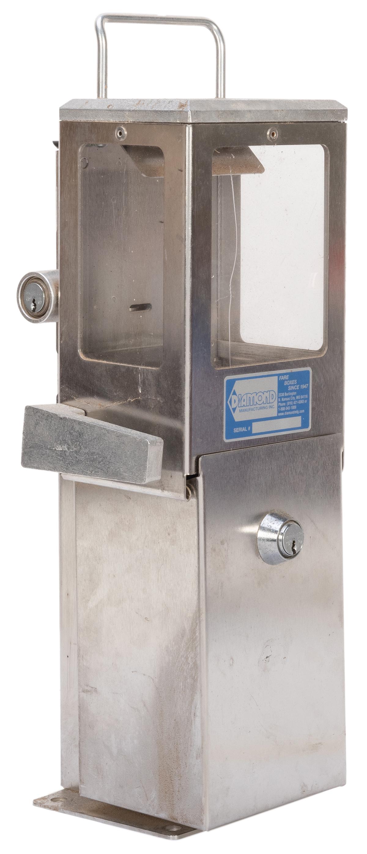 Diamond Mfg. Fare Box. Modern metal fare box with glass (1 of 3)