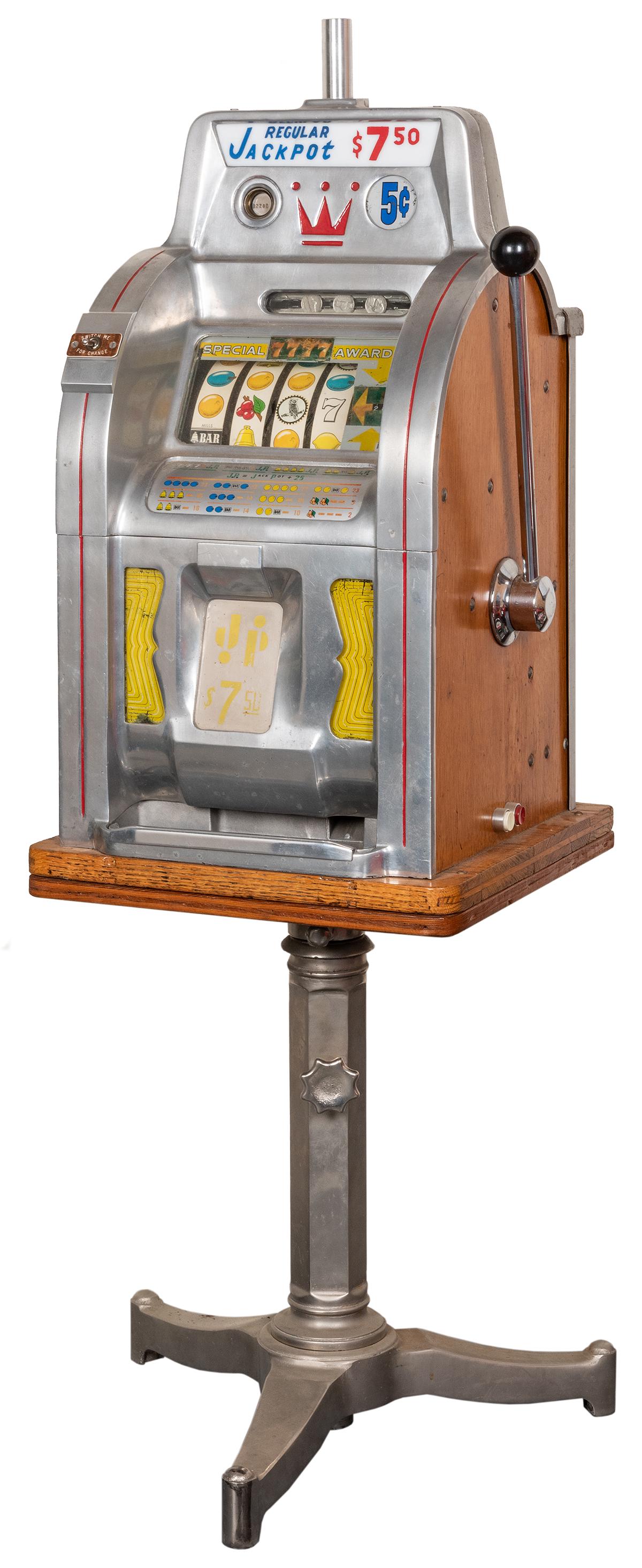 Mills Bell-O-Matic 5 Cent Slot Machine on Stand. Serial (1 of 2)