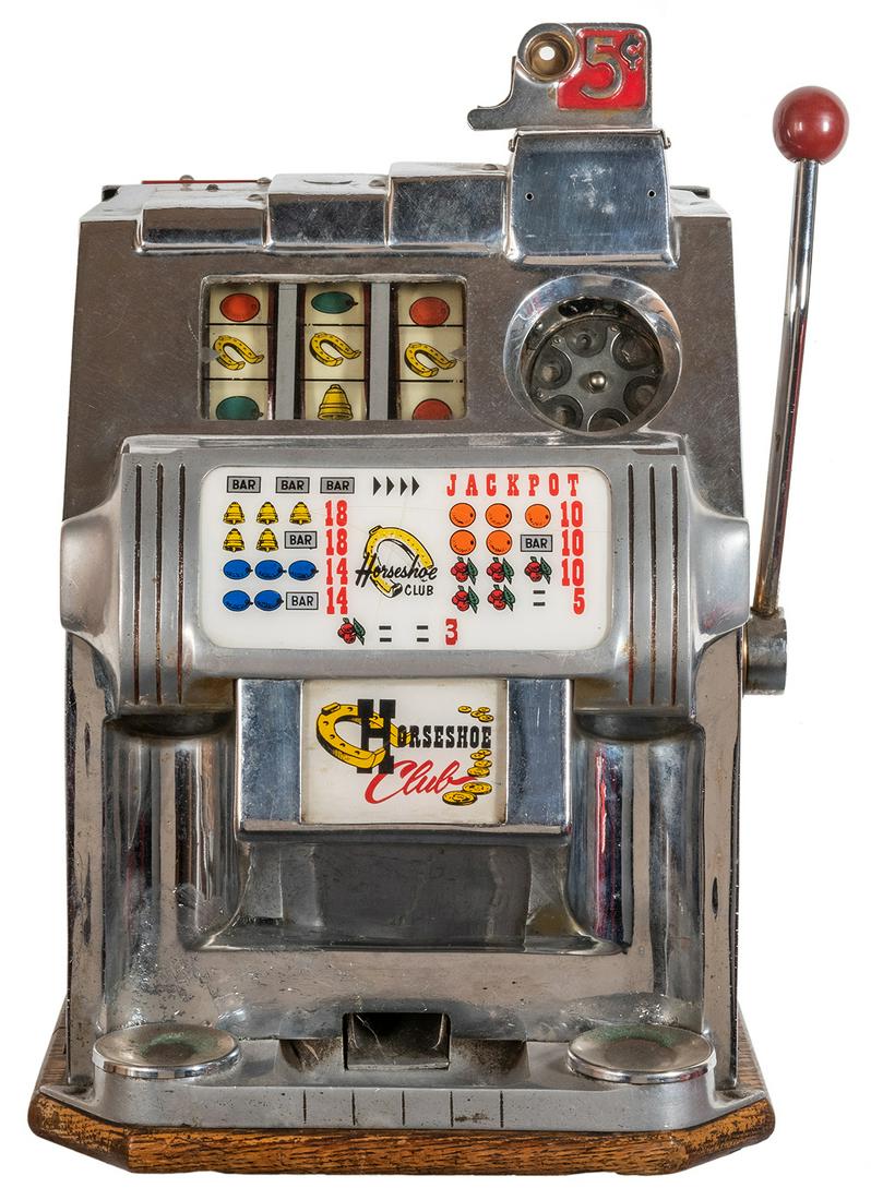 Horseshoe Club 5 Cent Pace Slot Machine. Height (1 of 2)