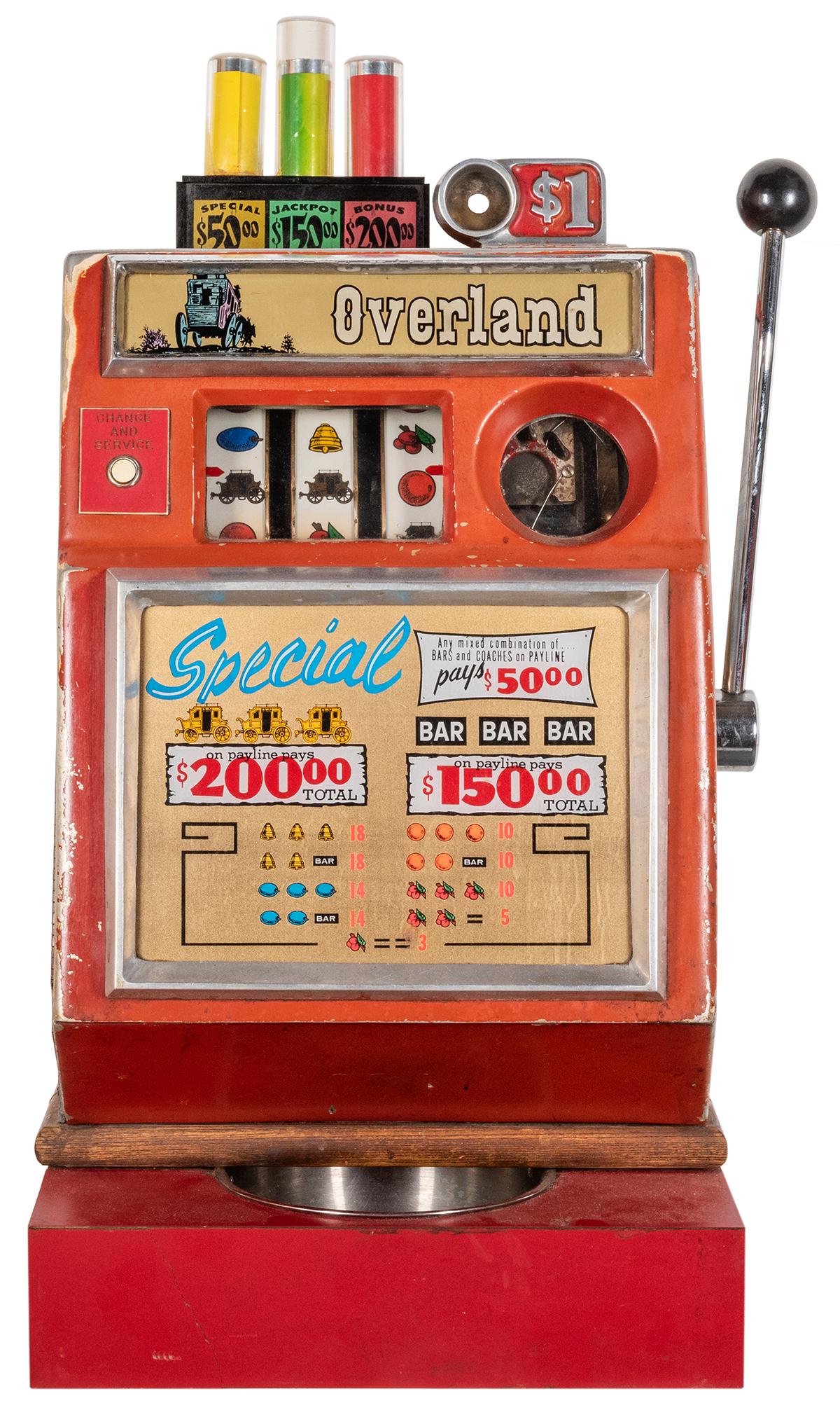 Overland Casino $1 Pace Slot Machine. Height 25”. (1 of 2)