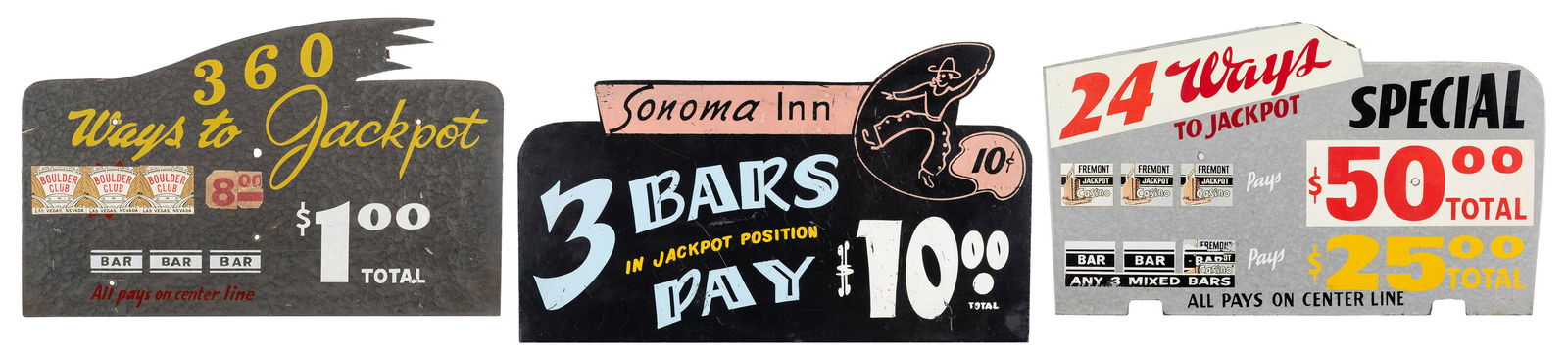 Trio of Casino Slot Machine Toppers. Vintage (1 of 1)