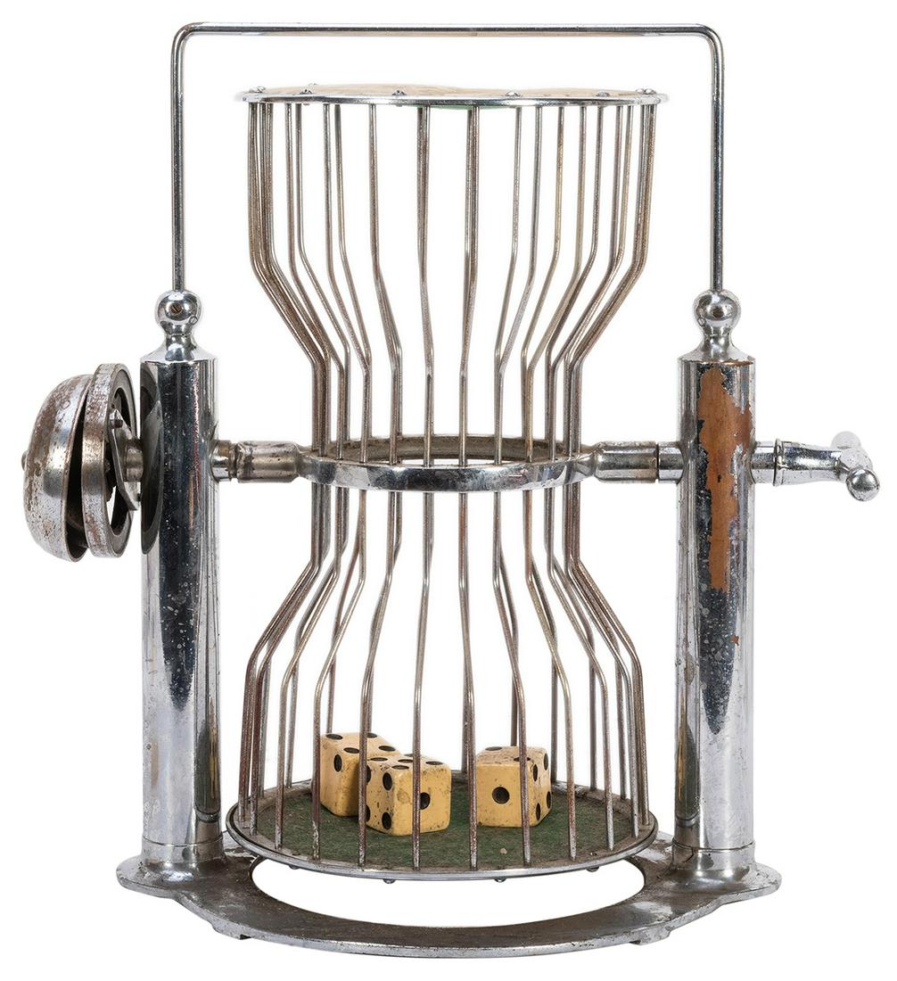 Chuck A Luck Dice Cage. Nickel-plated brass cage with (1 of 2)