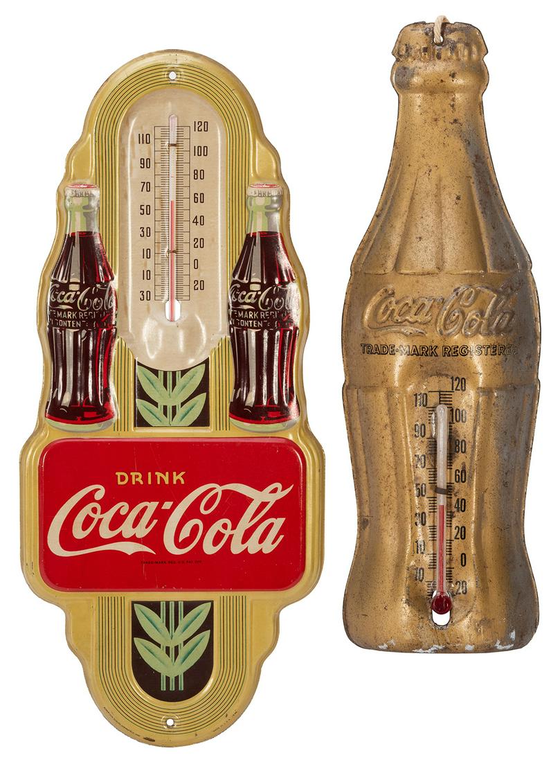 [Coca-Cola] Pair of Coca-Cola Thermometers. 1940s/50s. (1 of 1)