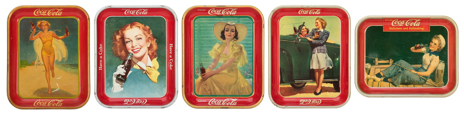 [Coca-Cola] Five Coca-Cola Serving Trays. Coshocton, (1 of 6)