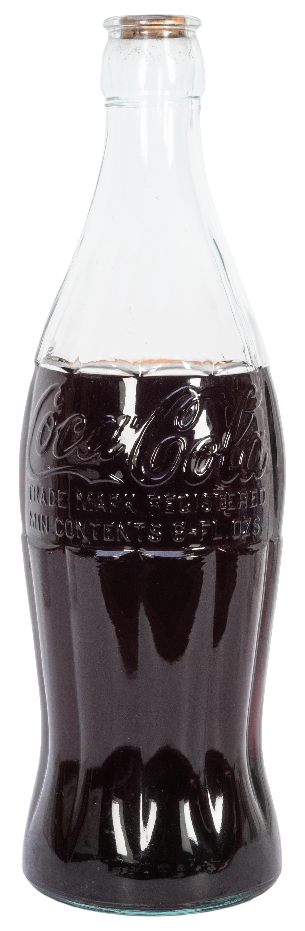 Giant Glass Coke Bottle. Filled with liquid. Height 22: Giant Glass Coke Bottle. Filled with liquid. Height 22 ½”.