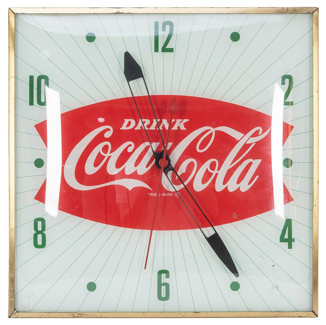 Coca-Cola Clock Square Bubble Glass Clock.  (1 of 1)