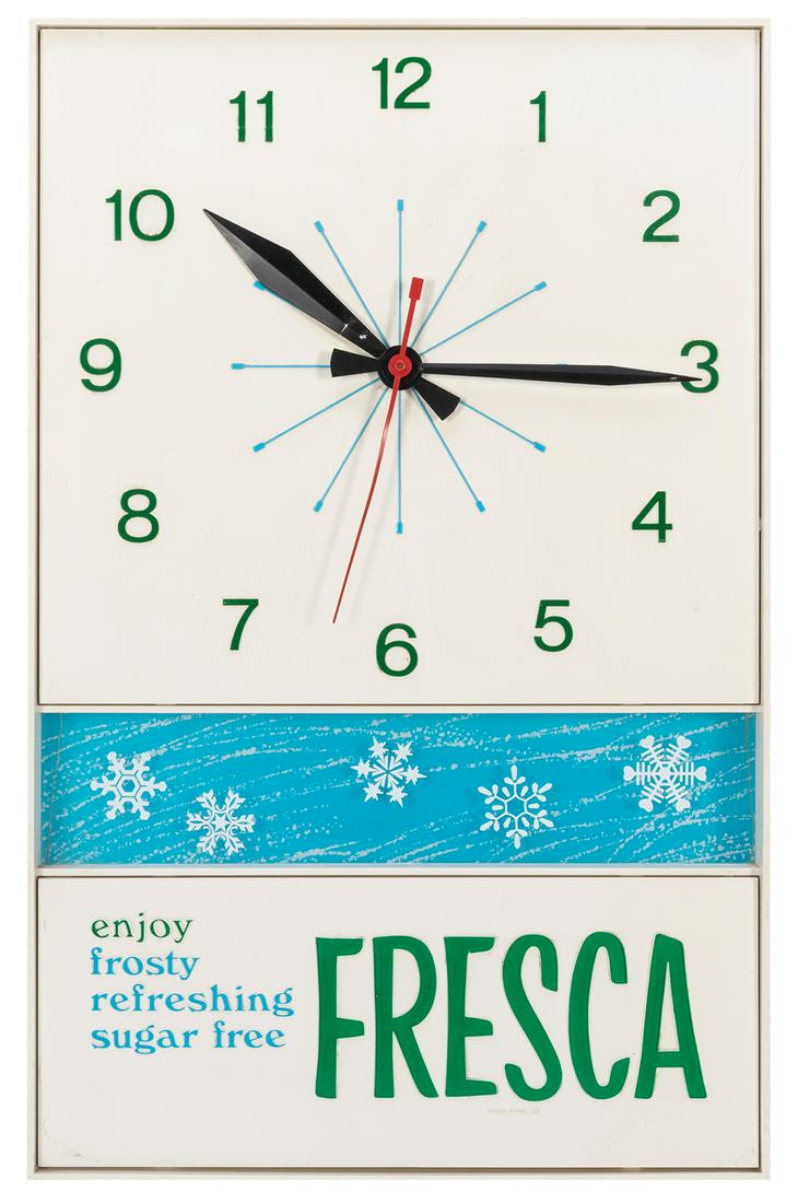 Fresca Electric Wall Clock. 1970s. Clock dial above (1 of 1)