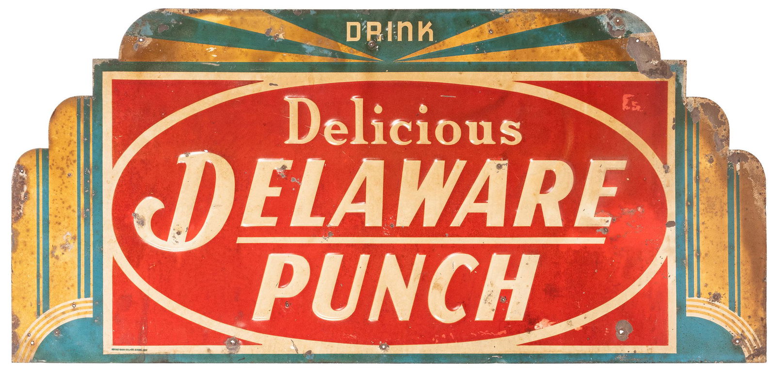 Delaware Punch Sign. Embossed metal advertising sign by (1 of 1)
